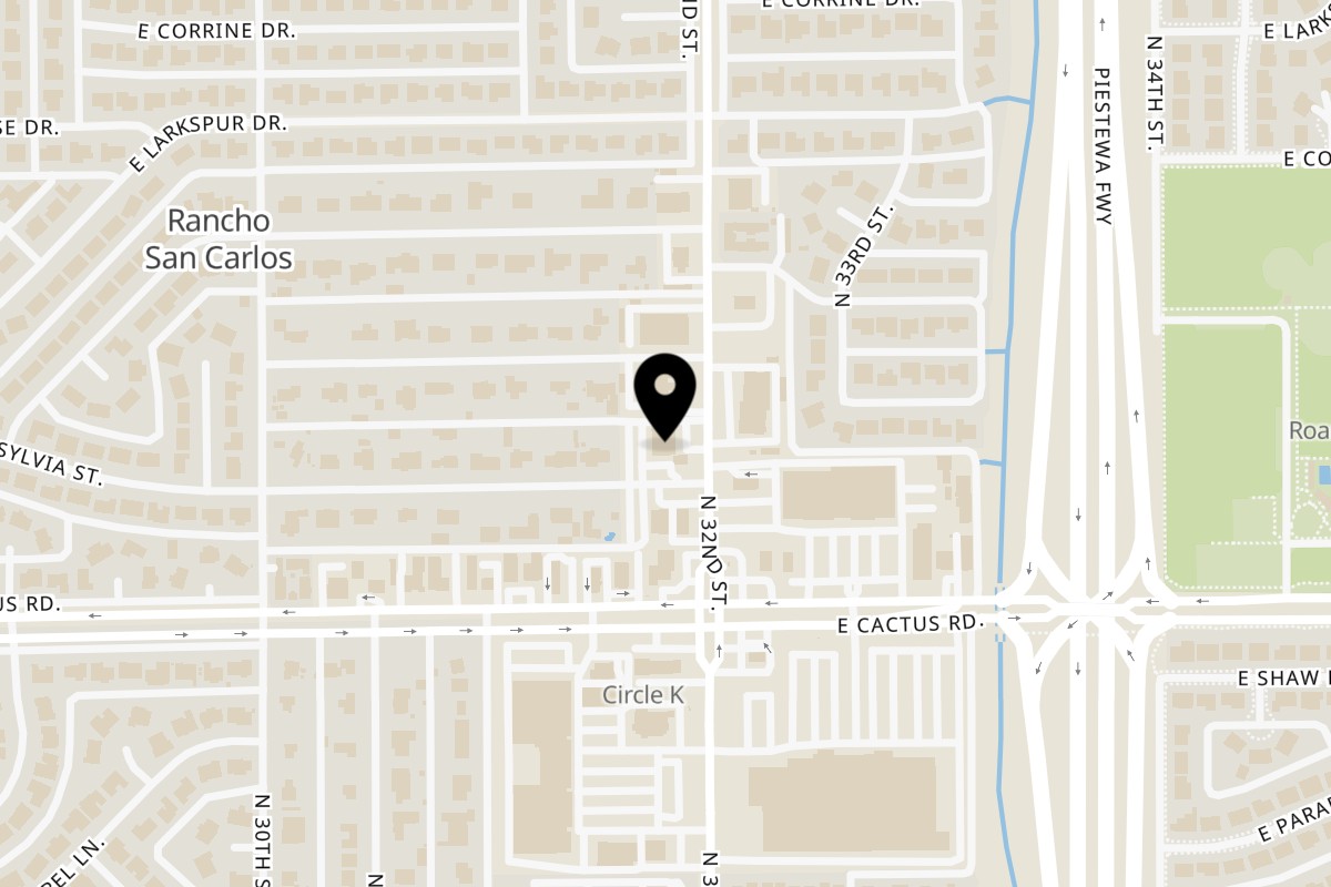Map showing the location of Gyro House 32 on 12308 N 32nd St in Phoenix